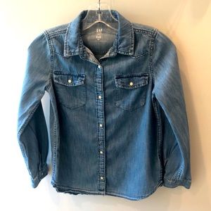 GAP Girls Button Up Denim Shirt; Size L